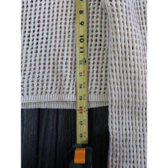 Old Navy Boho Fairy Open Stitch Knit Cropped Boucle Sweater Crochet Ivory M - Picture 4 of 9